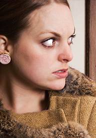 Woman looking very frightened